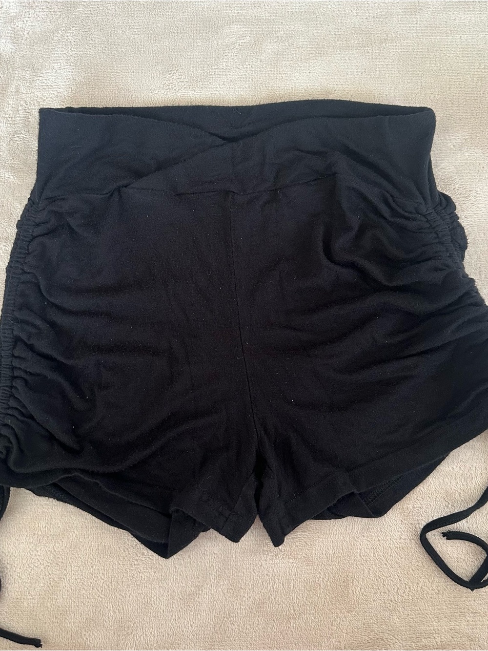 High-Waist Black Women's Lounge Shorts with Side Ruching